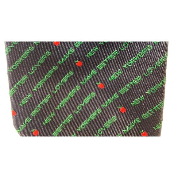 Vtg Allyn Mens Necktie "New Yorkers Make Better Lovers" Blue Green - Picture 2 of 7